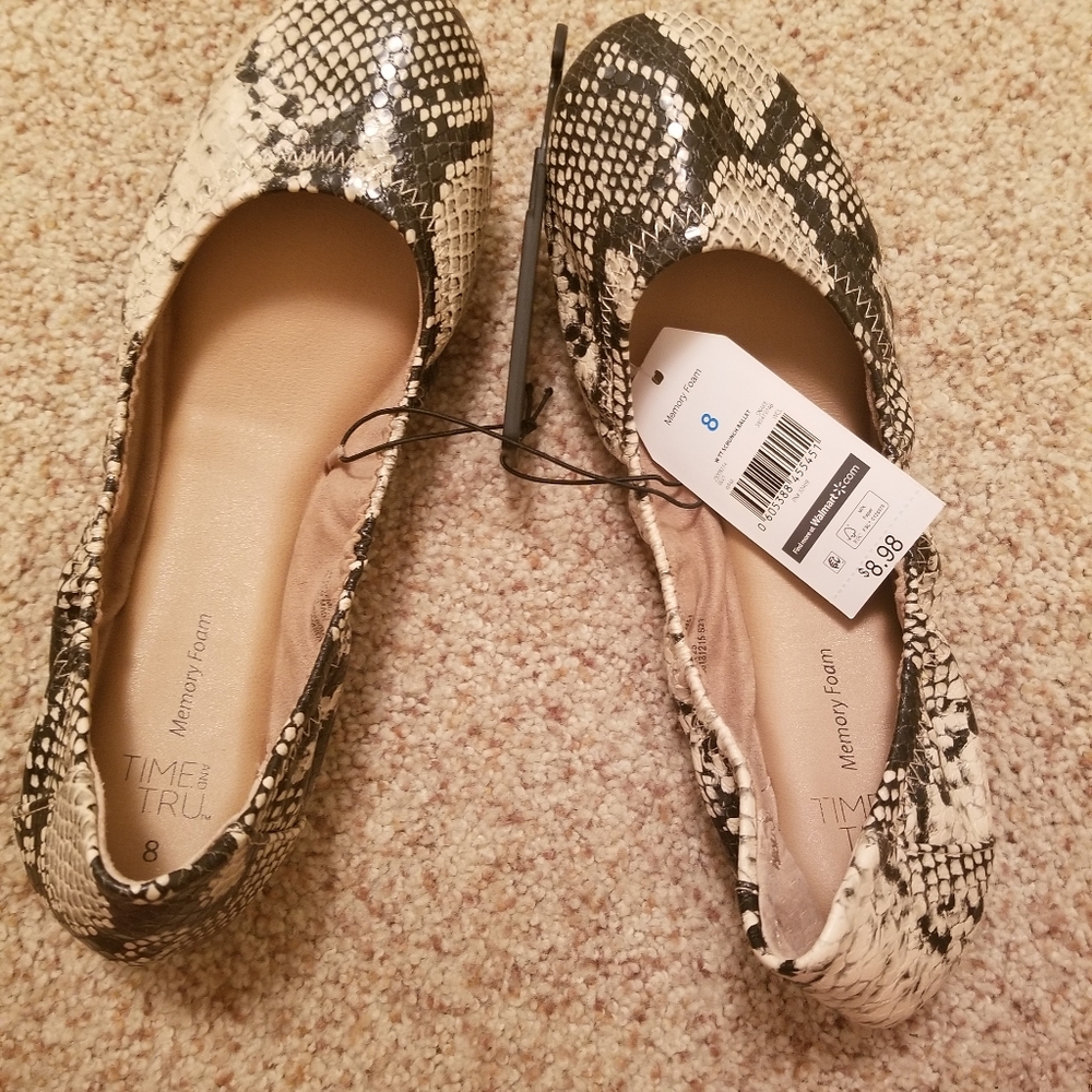 Slip on snake skin ballet shoes